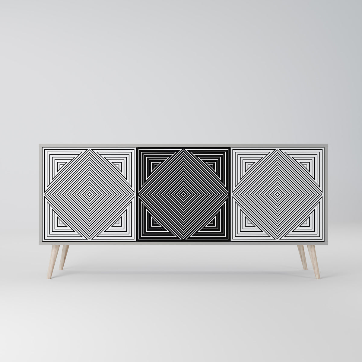 POLYGON ILLUSION Skänk med tre dörrar