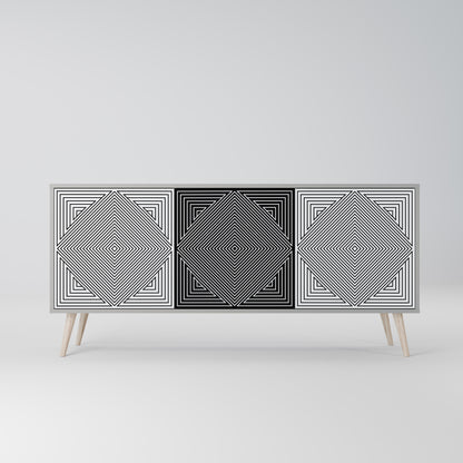 POLYGON ILLUSION 3-dörrars skänk i grå finish