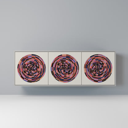 BROWN CIRCLES 3-Door Sideboard in Grey Finish