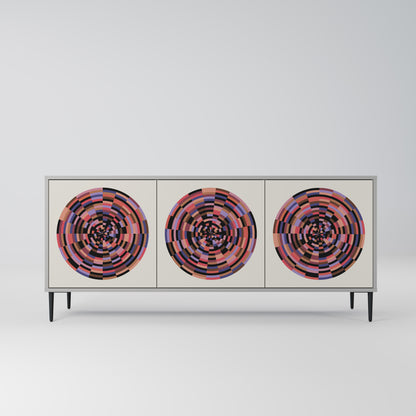 BROWN CIRCLES 3-Door Sideboard in Grey Finish