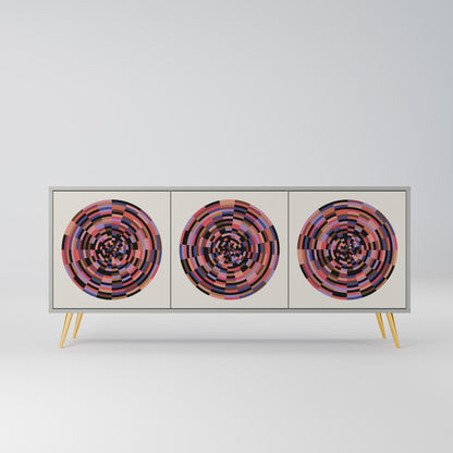 BROWN CIRCLES 3-Door Sideboard in Grey Finish