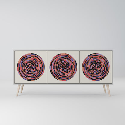 BROWN CIRCLES 3-Door Sideboard in Grey Finish