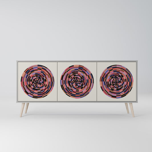 BROWN CIRCLES 3-Door Sideboard in Grey Finish