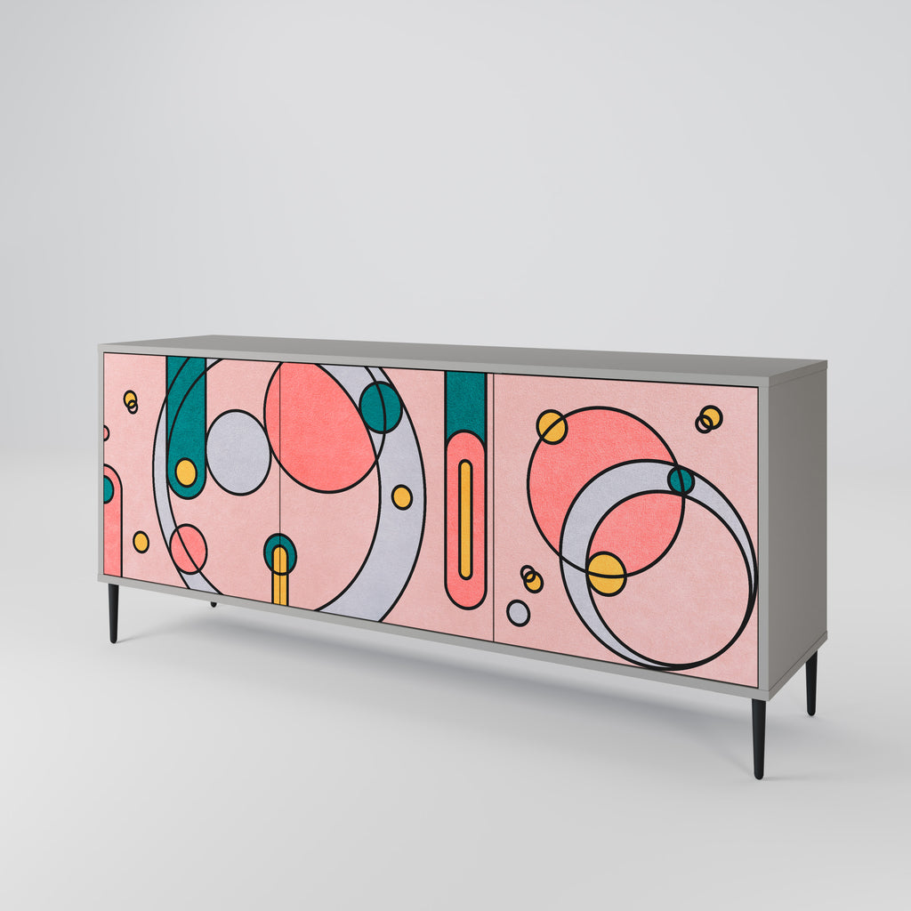 GOSSAMER ECHOES 3-Door Sideboard in Grey Finish