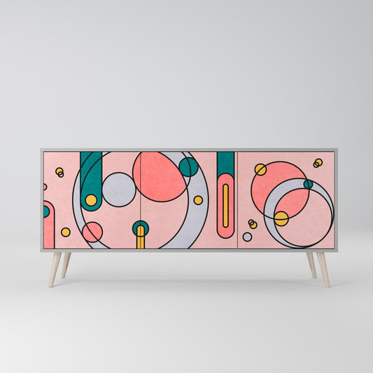 GOSSAMER ECHOES 3-Door Sideboard in Grey Finish