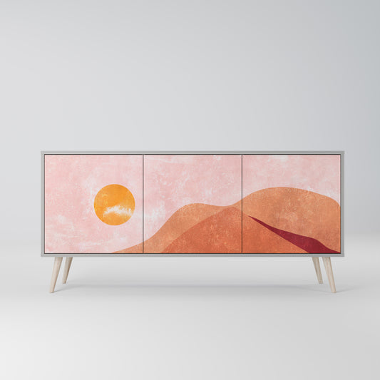 LUMINOUS SUNLIGHT 3-Door Sideboard in Grey Finish