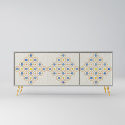 PATTERNED PRISM 3-Door Sideboard in Grey Finish