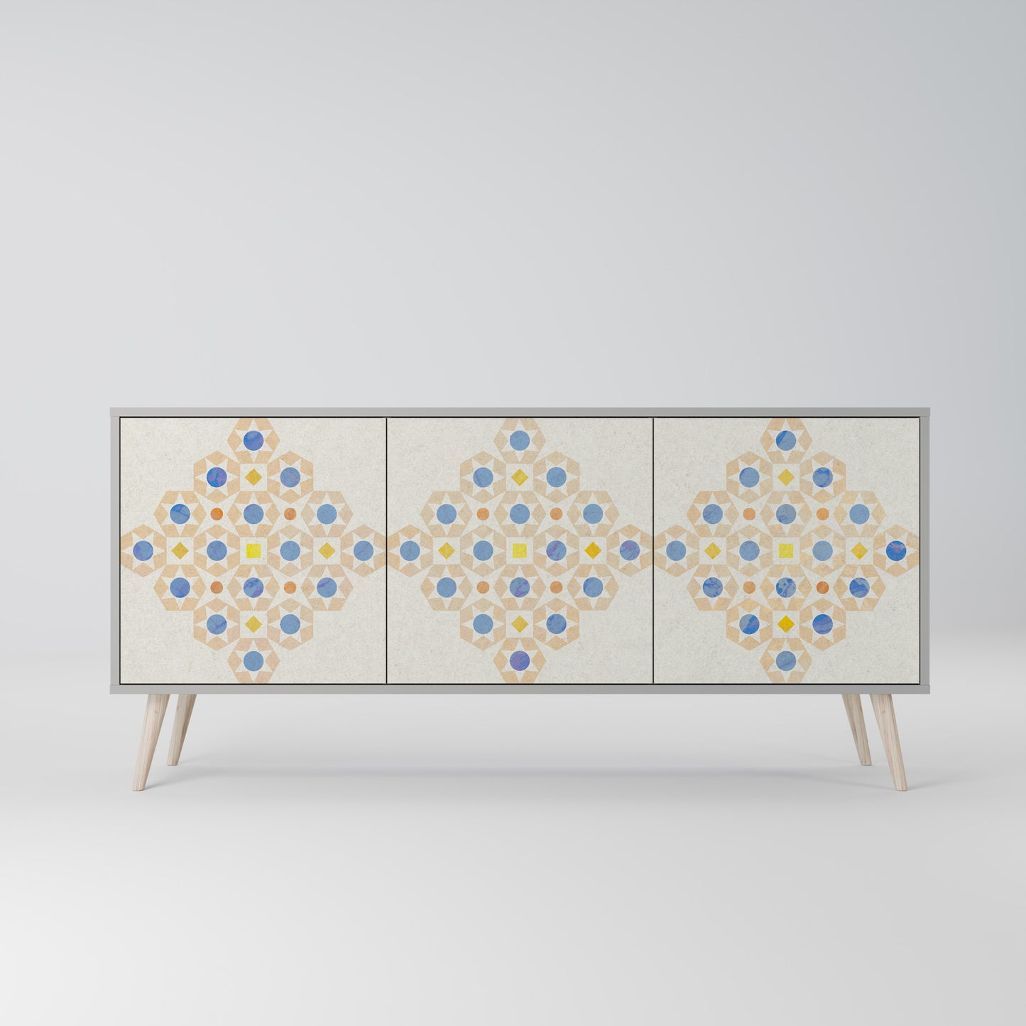 PATTERNED PRISM 3-Door Sideboard in Grey Finish