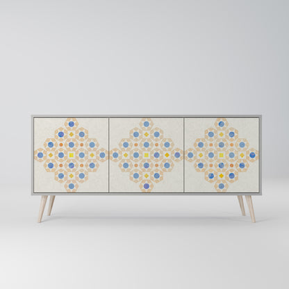 PATTERNED PRISM 3-Door Sideboard in Grey Finish