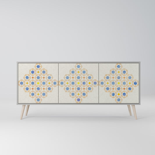 PATTERNED PRISM 3-Door Sideboard in Grey Finish