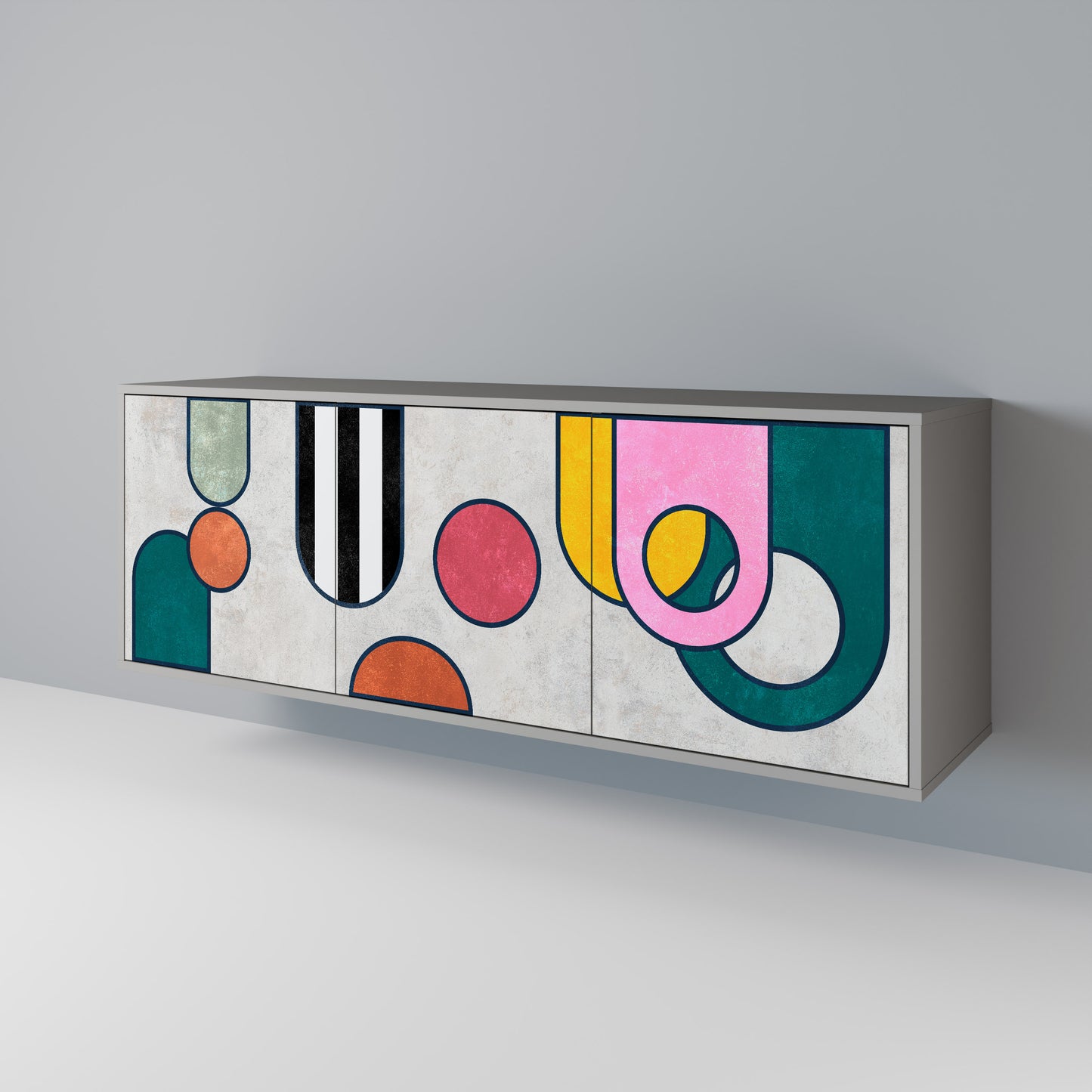 COOL STORY 3-Door Sideboard in Grey Finish
