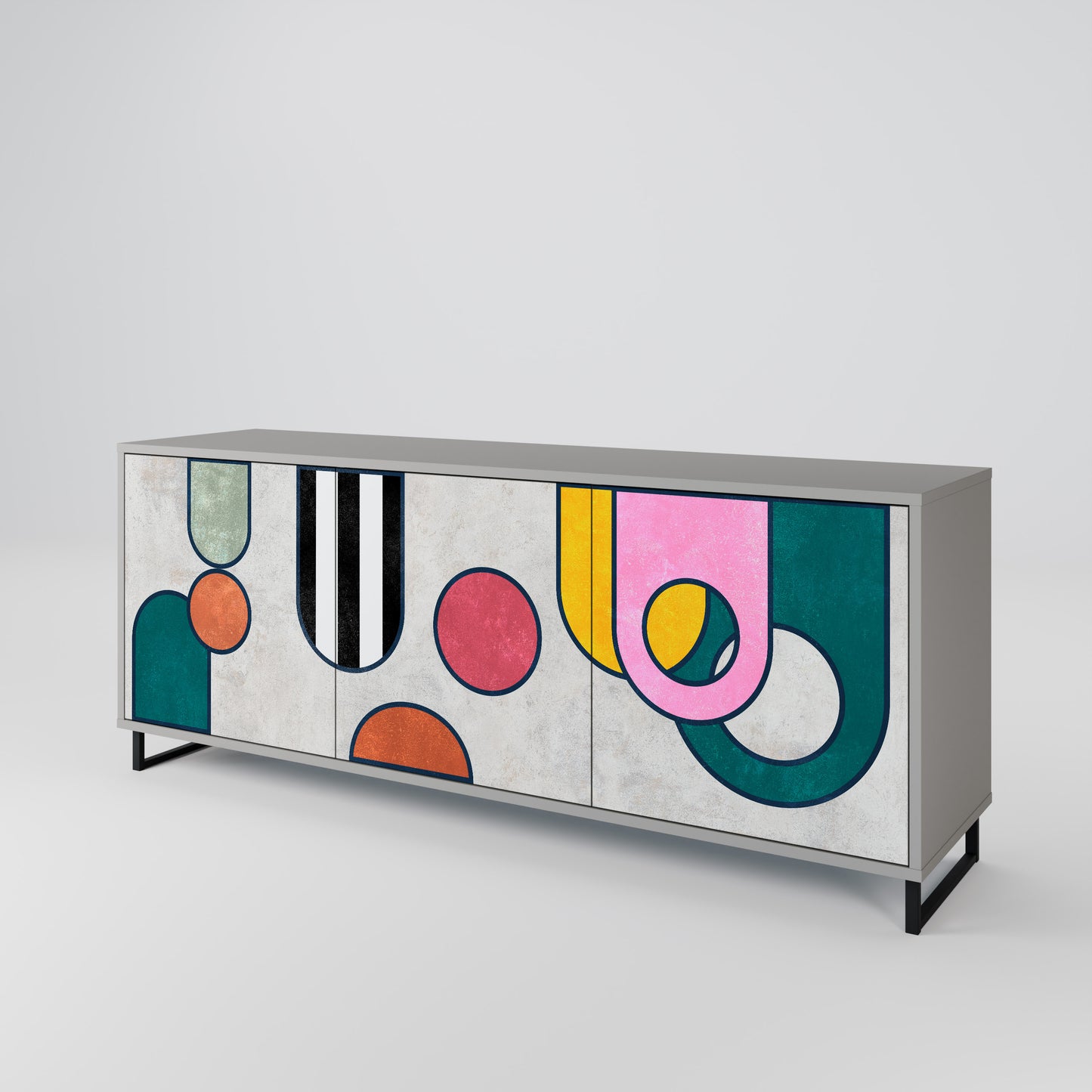 COOL STORY 3-Door Sideboard in Grey Finish