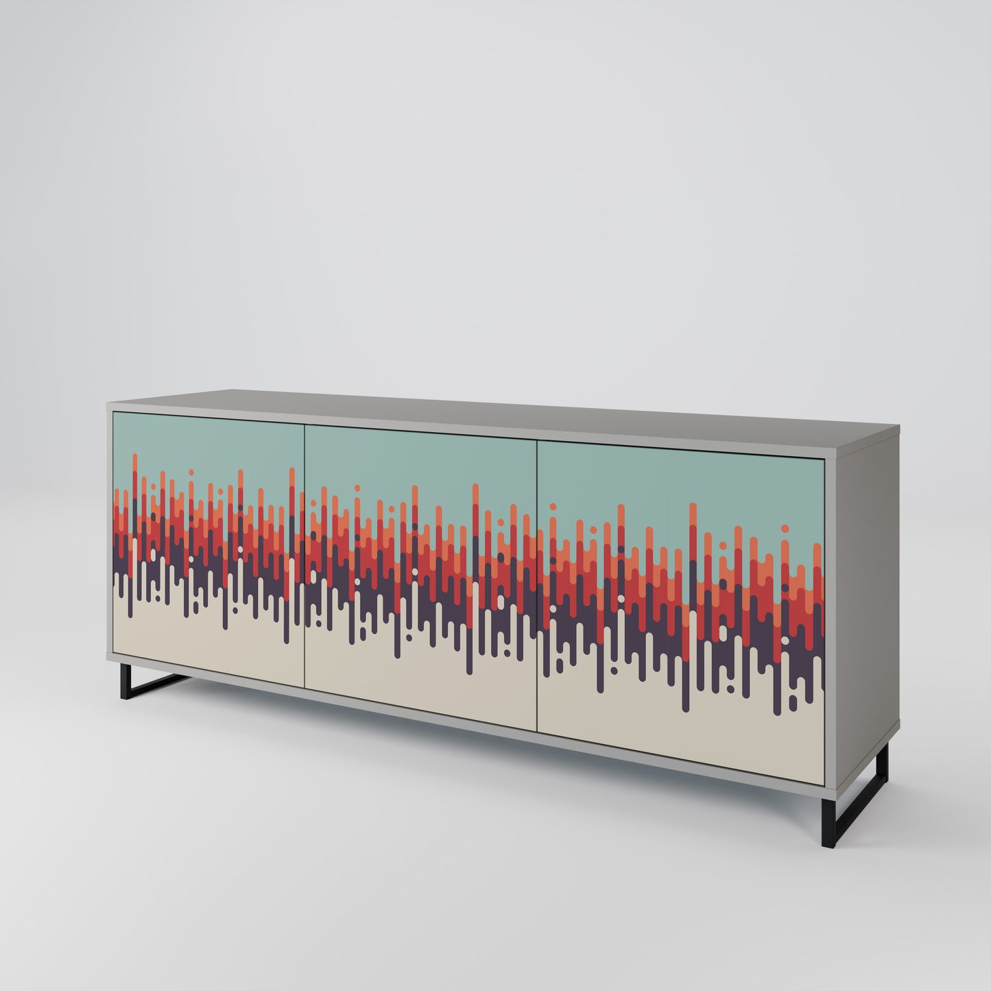 CHROMA CONTOURS 3-Door Sideboard in Grey Finish