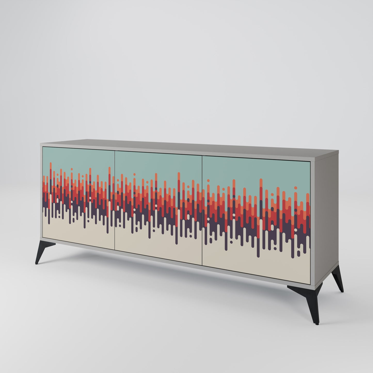 CHROMA CONTOURS 3-Door Sideboard in Grey Finish