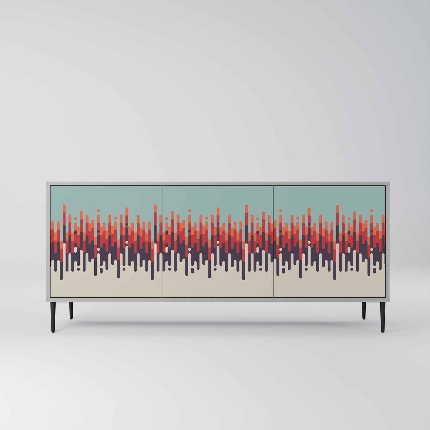 CHROMA CONTOURS 3-Door Sideboard in Grey Finish