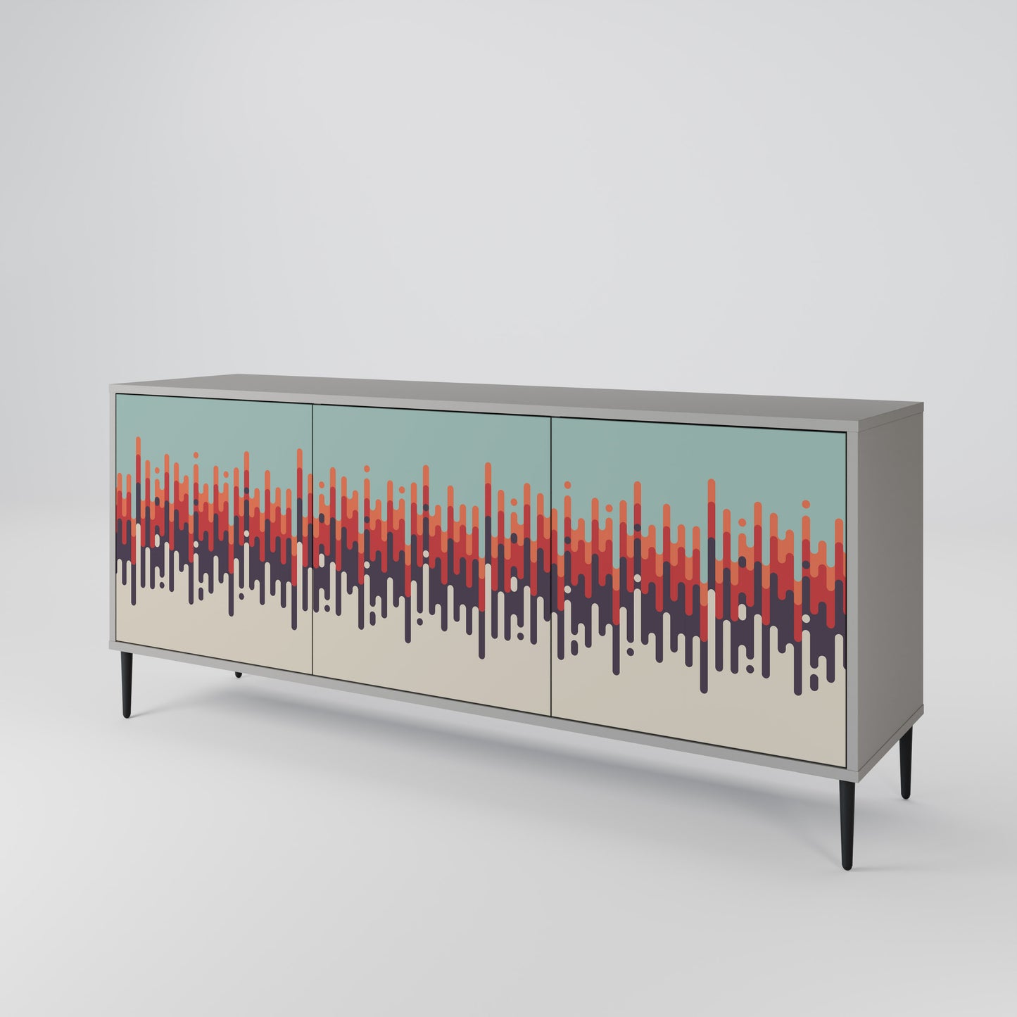 CHROMA CONTOURS 3-Door Sideboard in Grey Finish