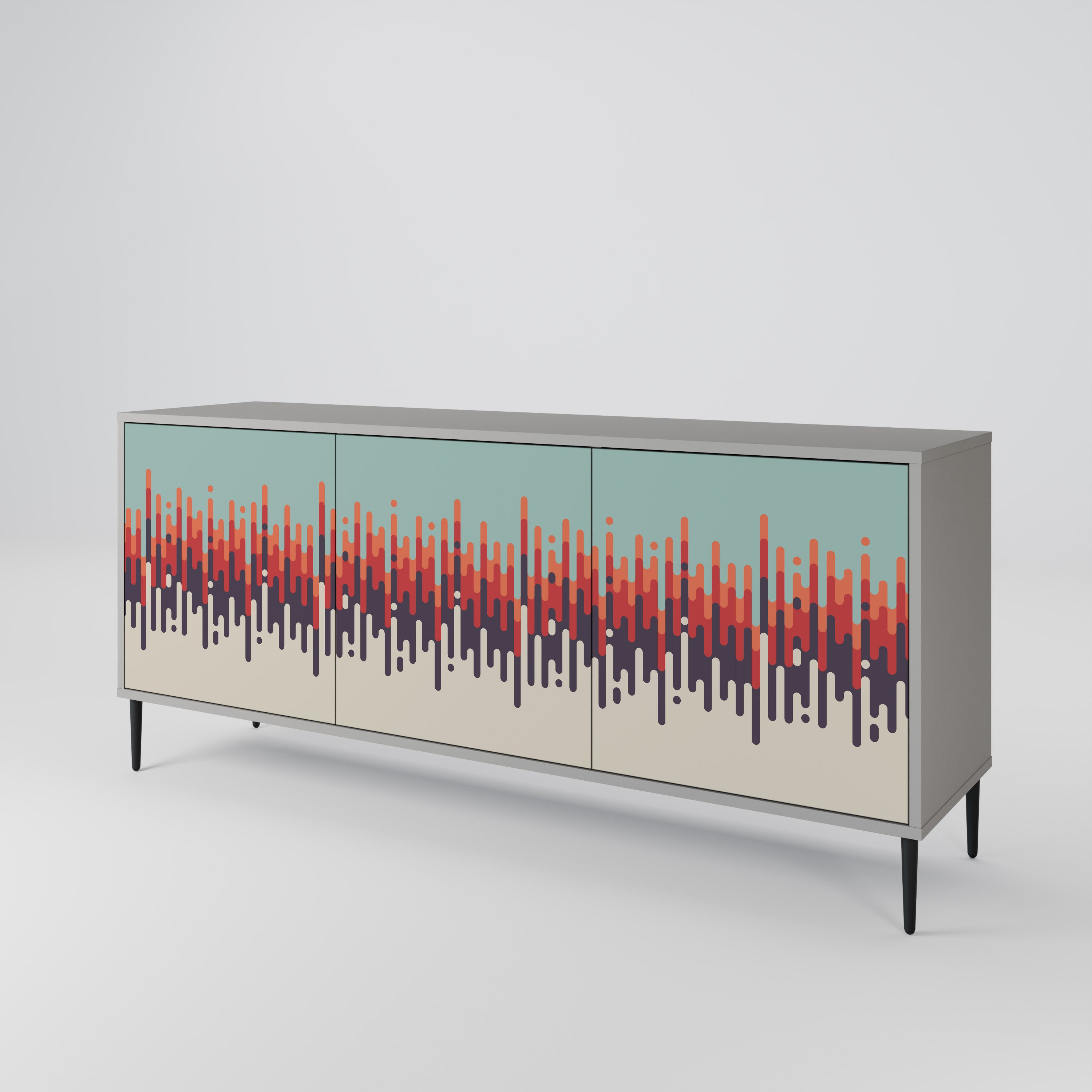 CHROMA CONTOURS 3-Door Sideboard in Grey Finish