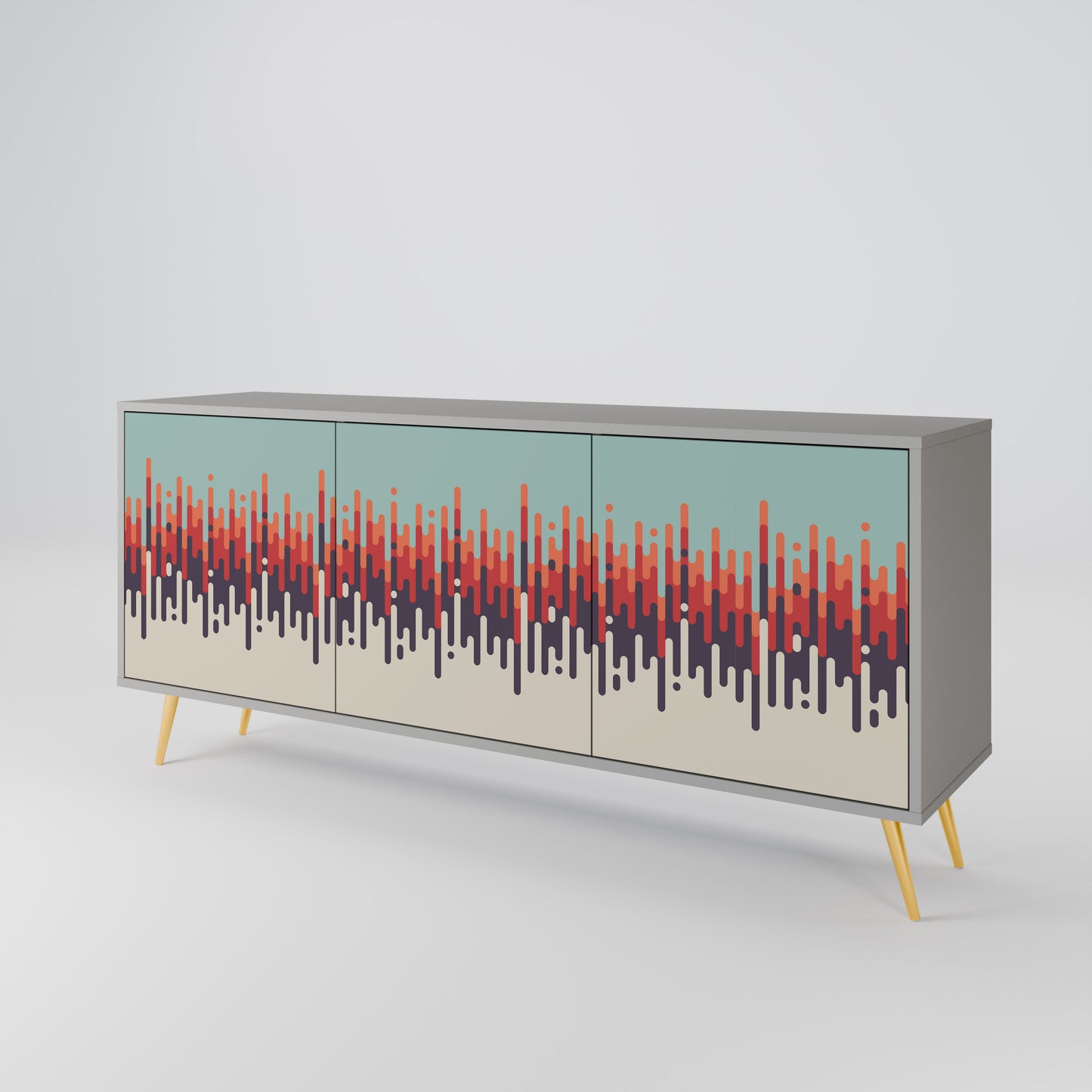 CHROMA CONTOURS 3-Door Sideboard in Grey Finish