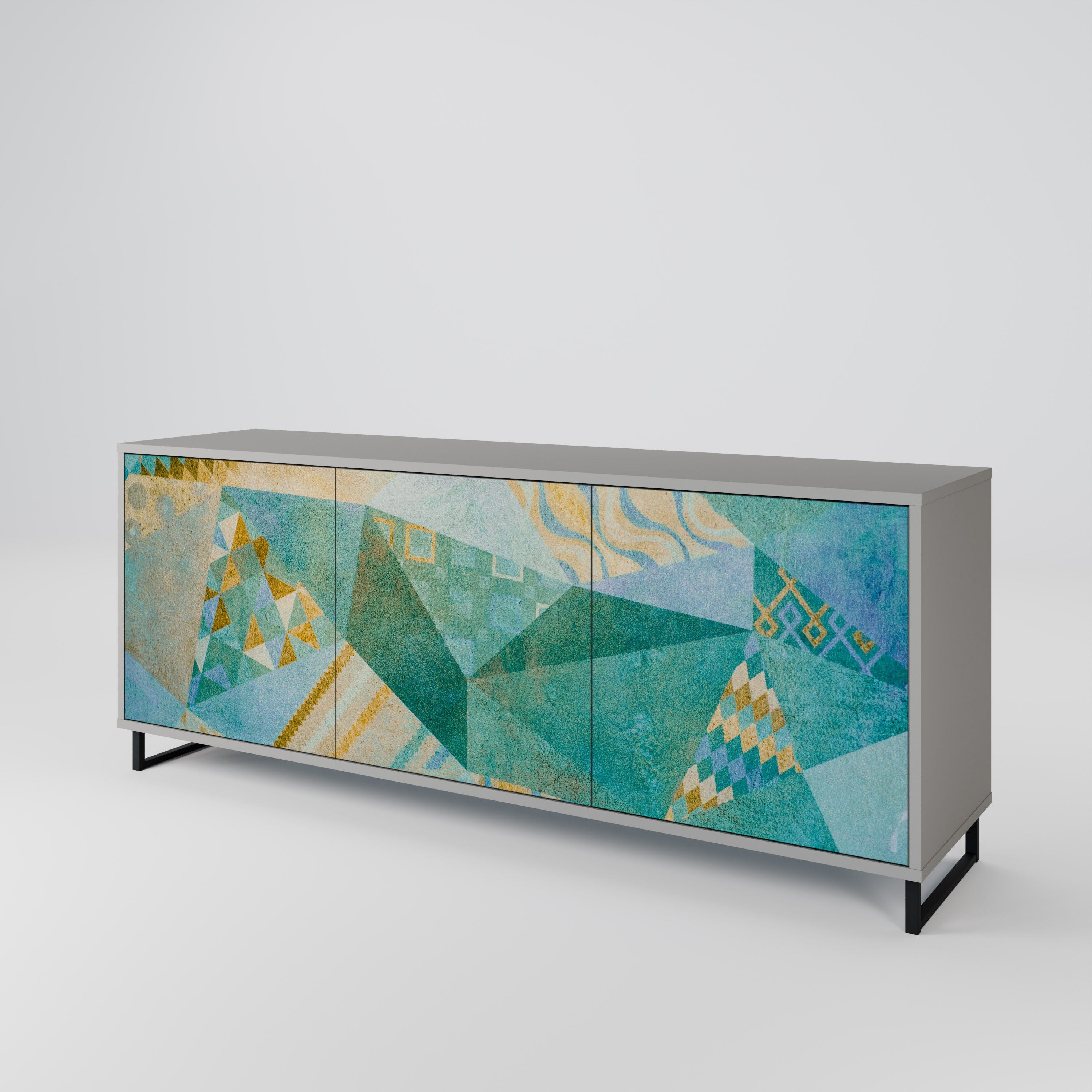 SPECTRUM SPLENDOR 3-Door Sideboard in Grey Finish