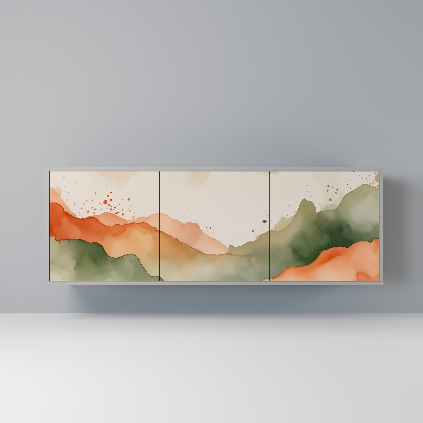 WATERCOLOUR PEAKS 3-Door Sideboard in Grey Finish