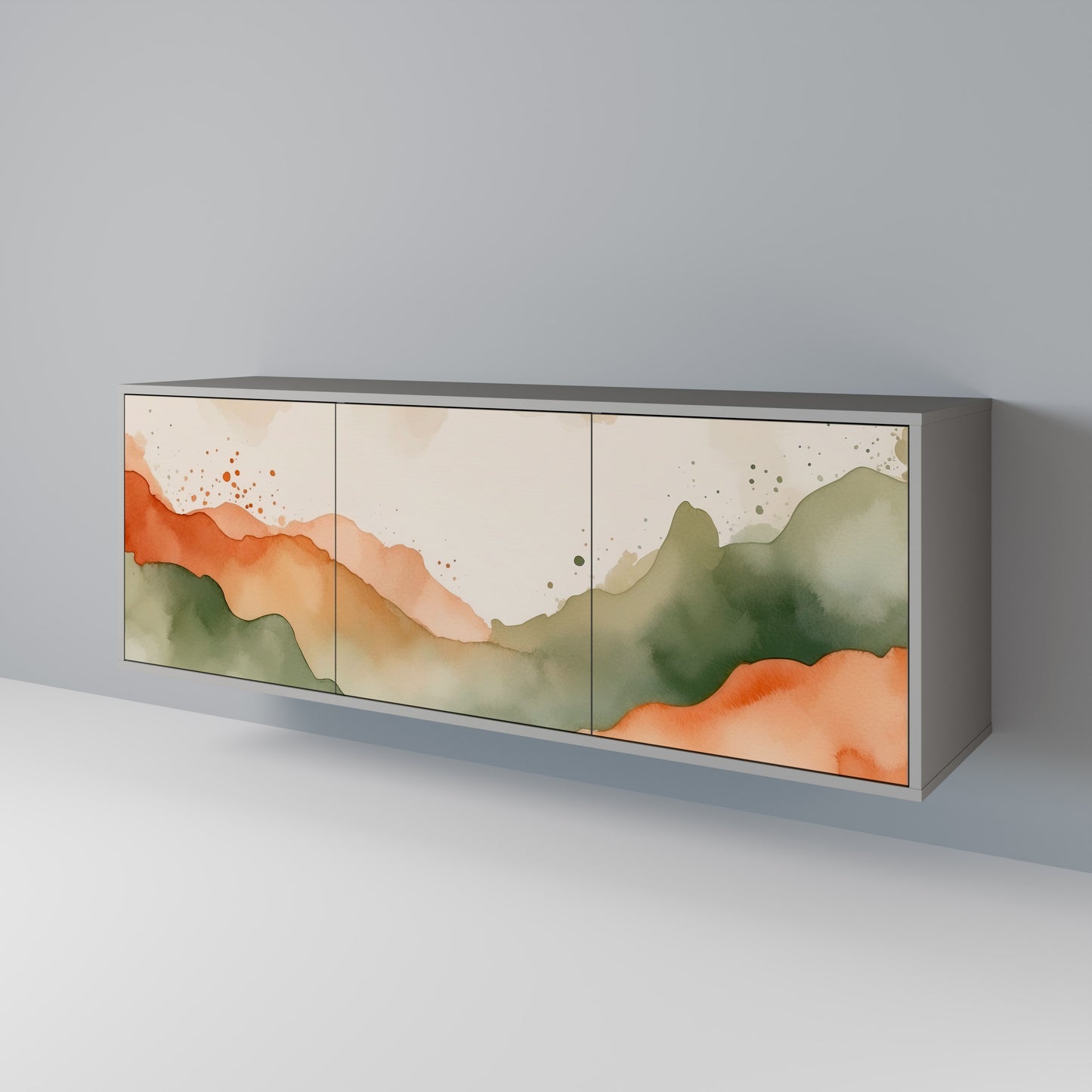 WATERCOLOUR PEAKS 3-Door Sideboard in Grey Finish