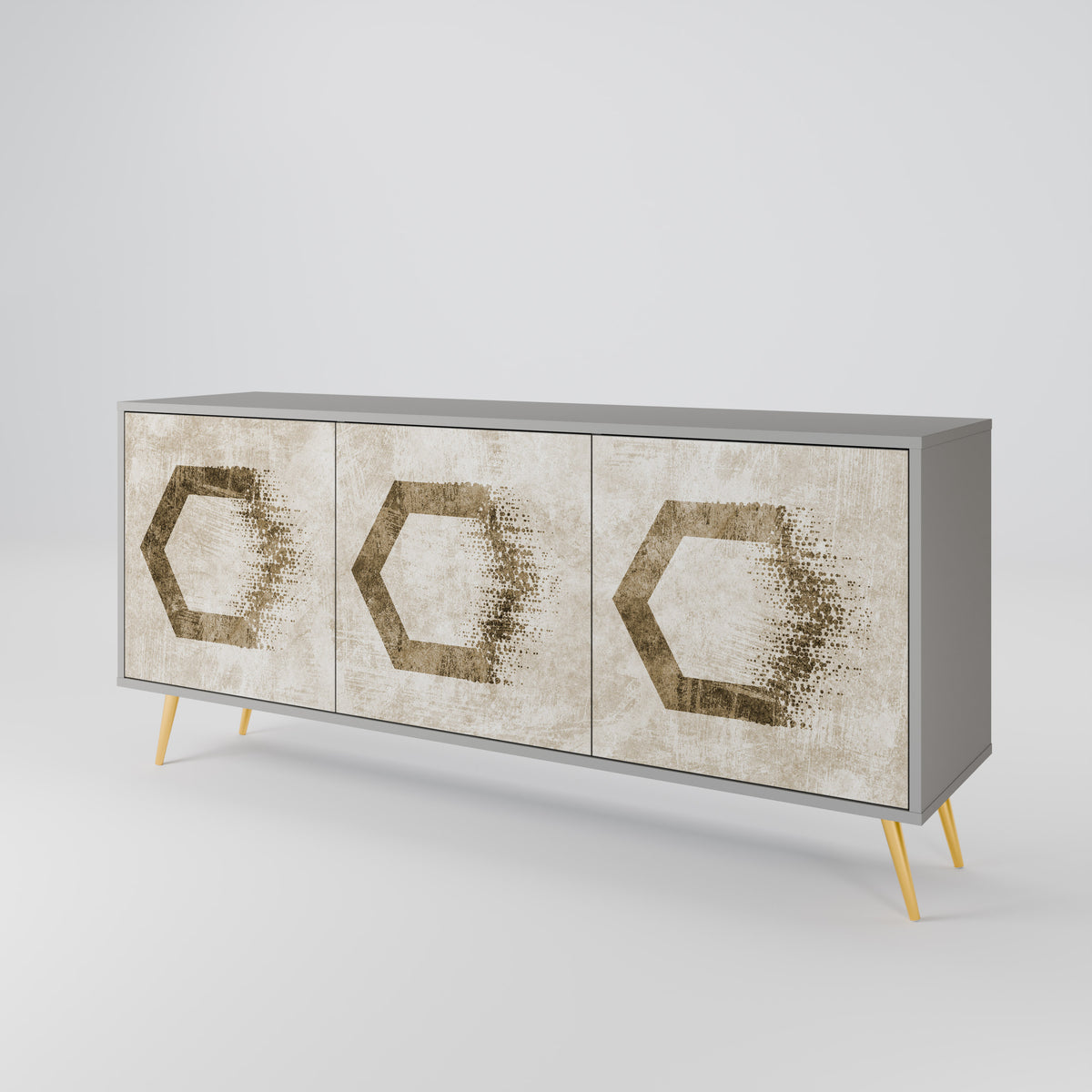 HEXAGONAL SHAPES Skänk med tre dörrar