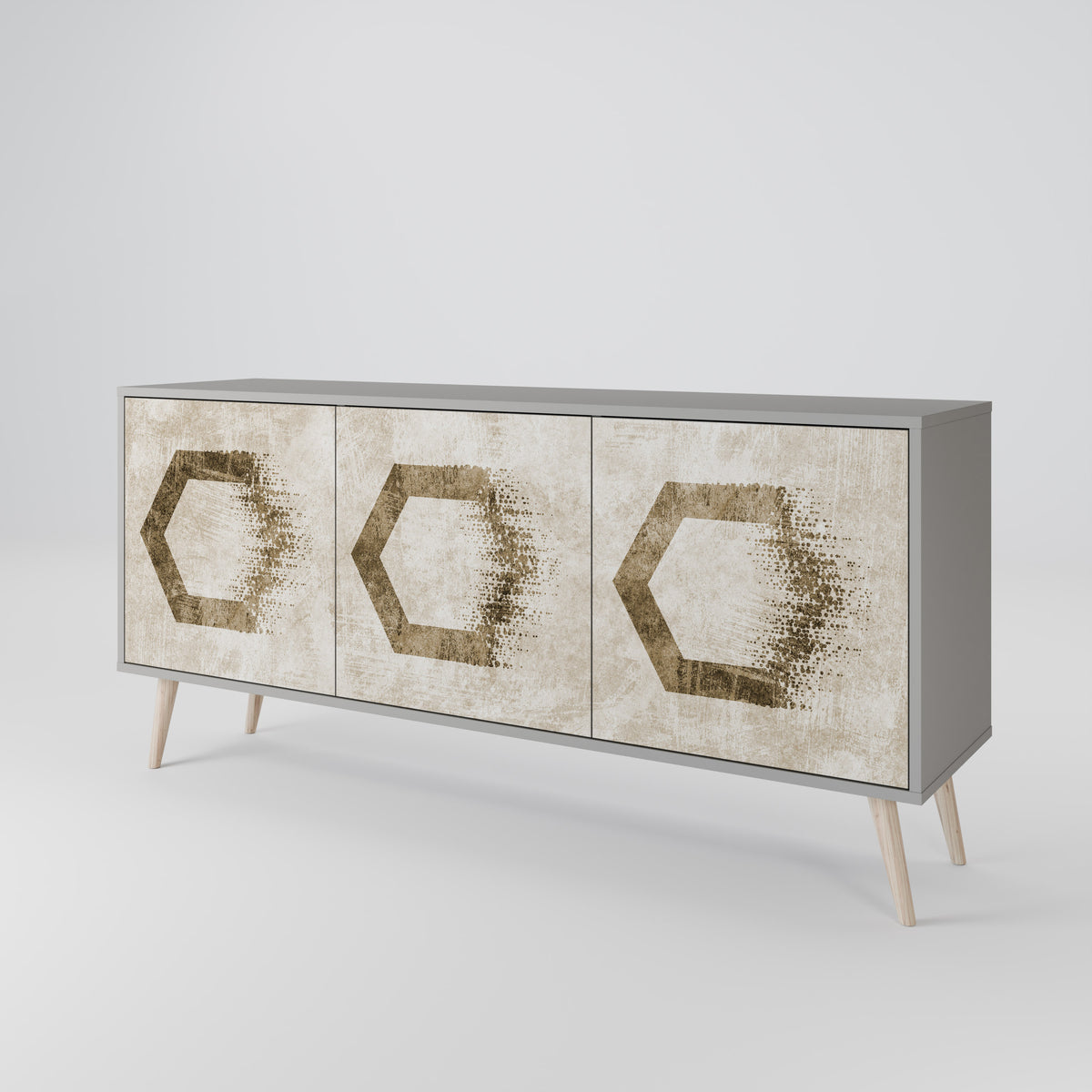 HEXAGONAL SHAPES Skänk med tre dörrar
