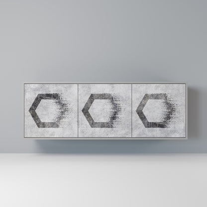 HEXAGONALA FIGURER 3-dörrars skänk i grå finish