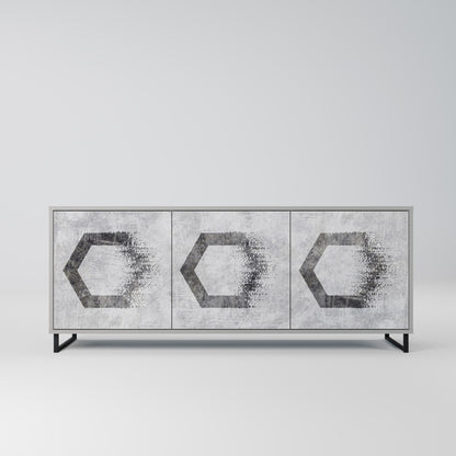 HEXAGONALA FIGURER 3-dörrars skänk i grå finish