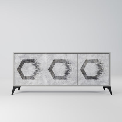 HEXAGONALA FIGURER 3-dörrars skänk i grå finish