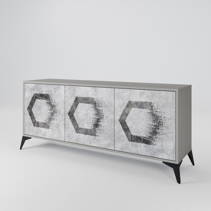 HEXAGONALA FIGURER 3-dörrars skänk i grå finish