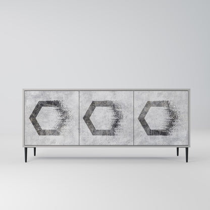 HEXAGONALA FIGURER 3-dörrars skänk i grå finish