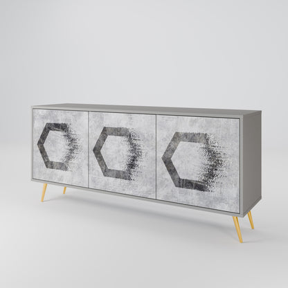 HEXAGONALA FIGURER 3-dörrars skänk i grå finish
