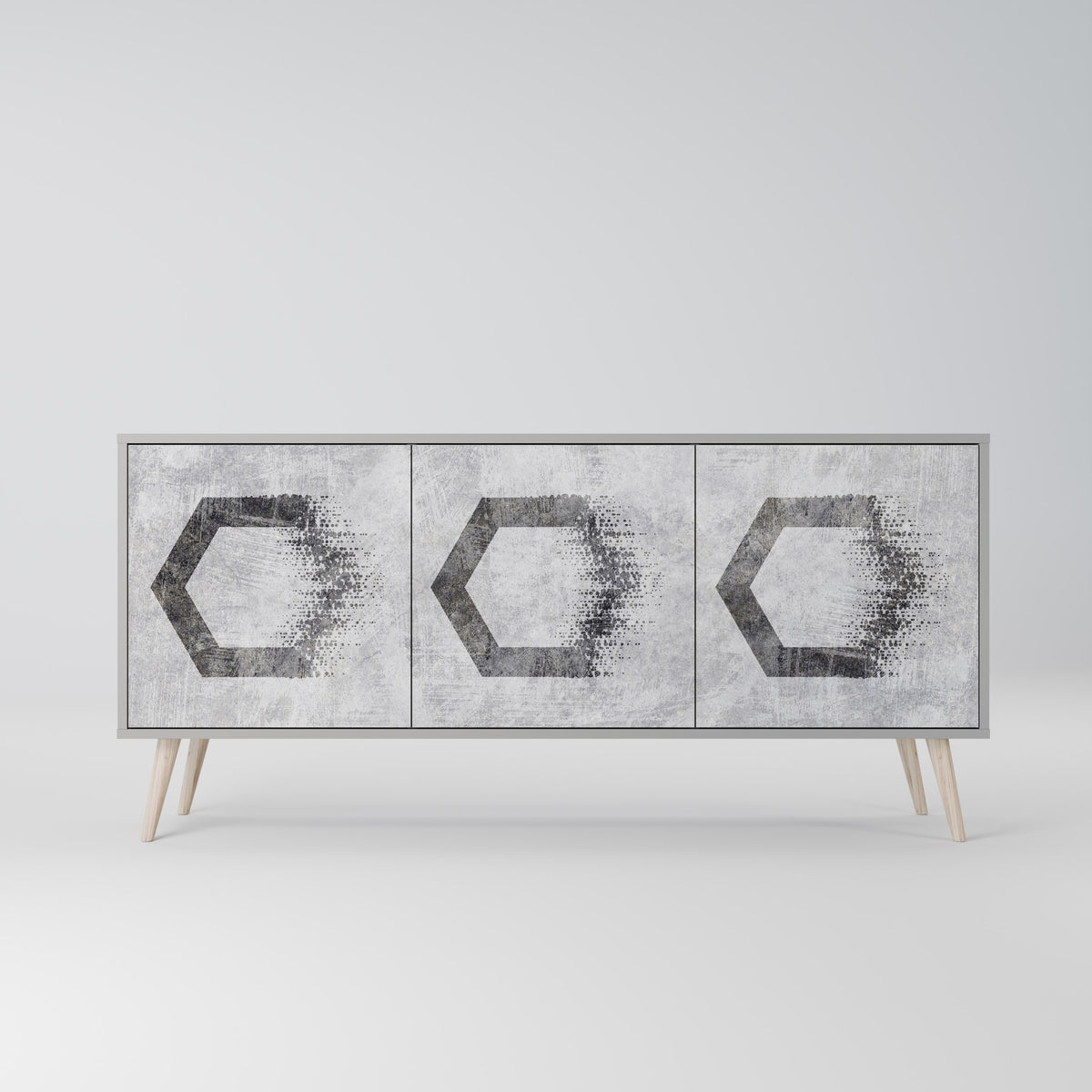 HEXAGONAL FIGURES Skänk med tre dörrar