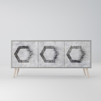 HEXAGONALA FIGURER 3-dörrars skänk i grå finish