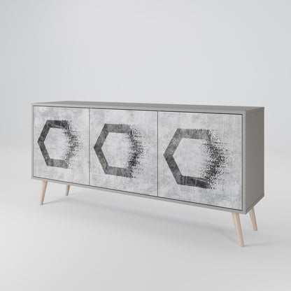 HEXAGONALA FIGURER 3-dörrars skänk i grå finish