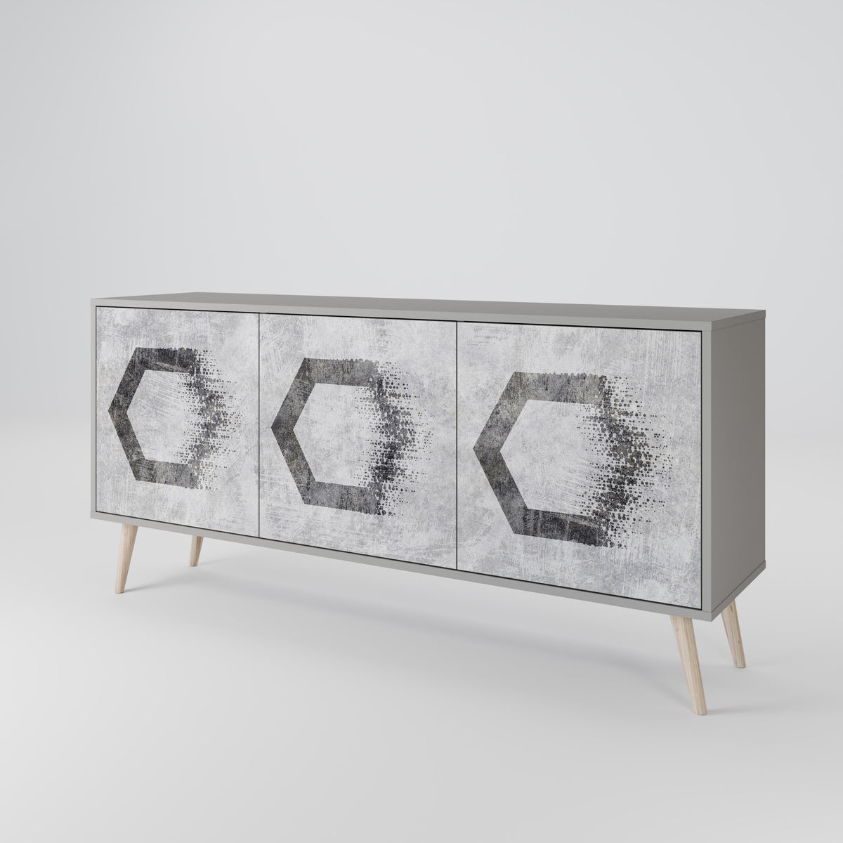 HEXAGONAL FIGURES Skänk med tre dörrar