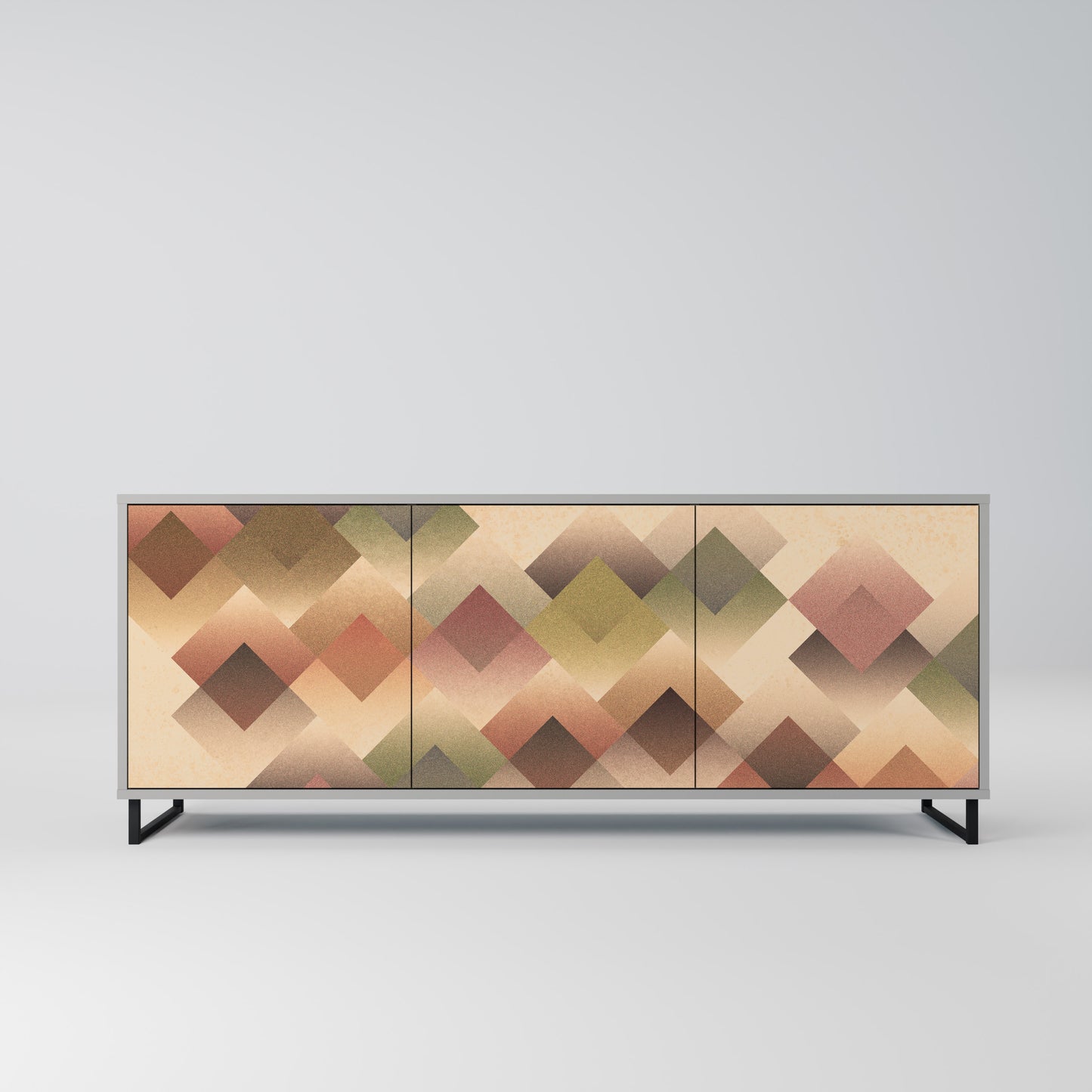 GEOMETRIC FUSION 3-Door Sideboard in Grey Finish