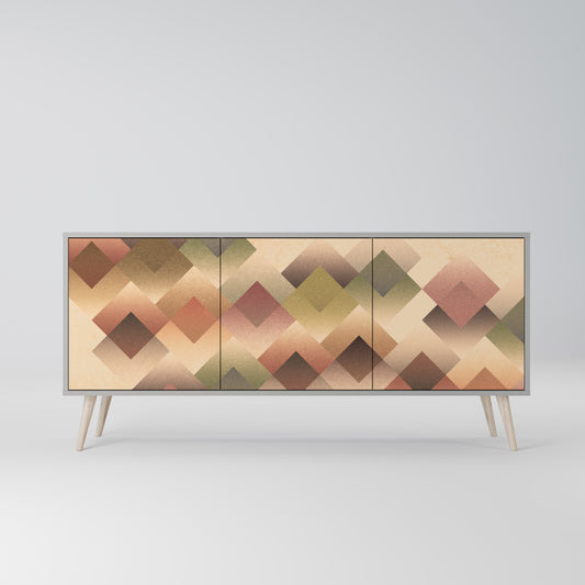 GEOMETRIC FUSION 3-Door Sideboard in Grey Finish