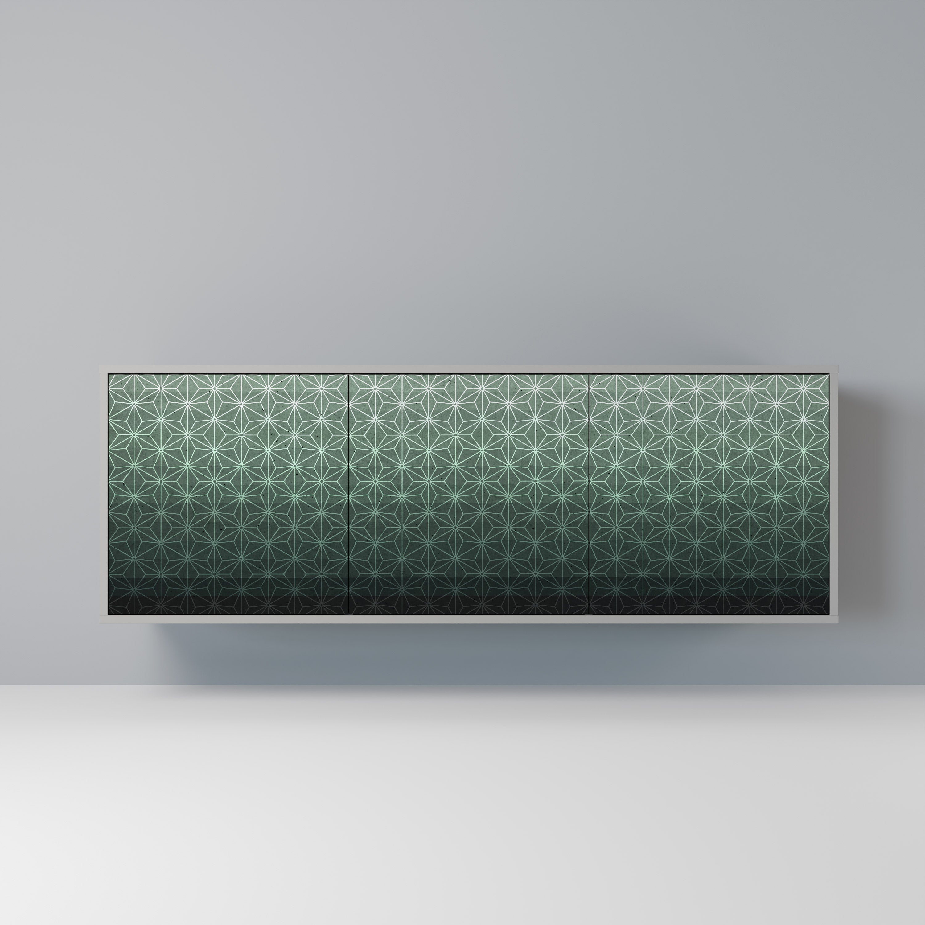 ORNAMENTAL GLIMMER 3-Door Sideboard in Grey Finish