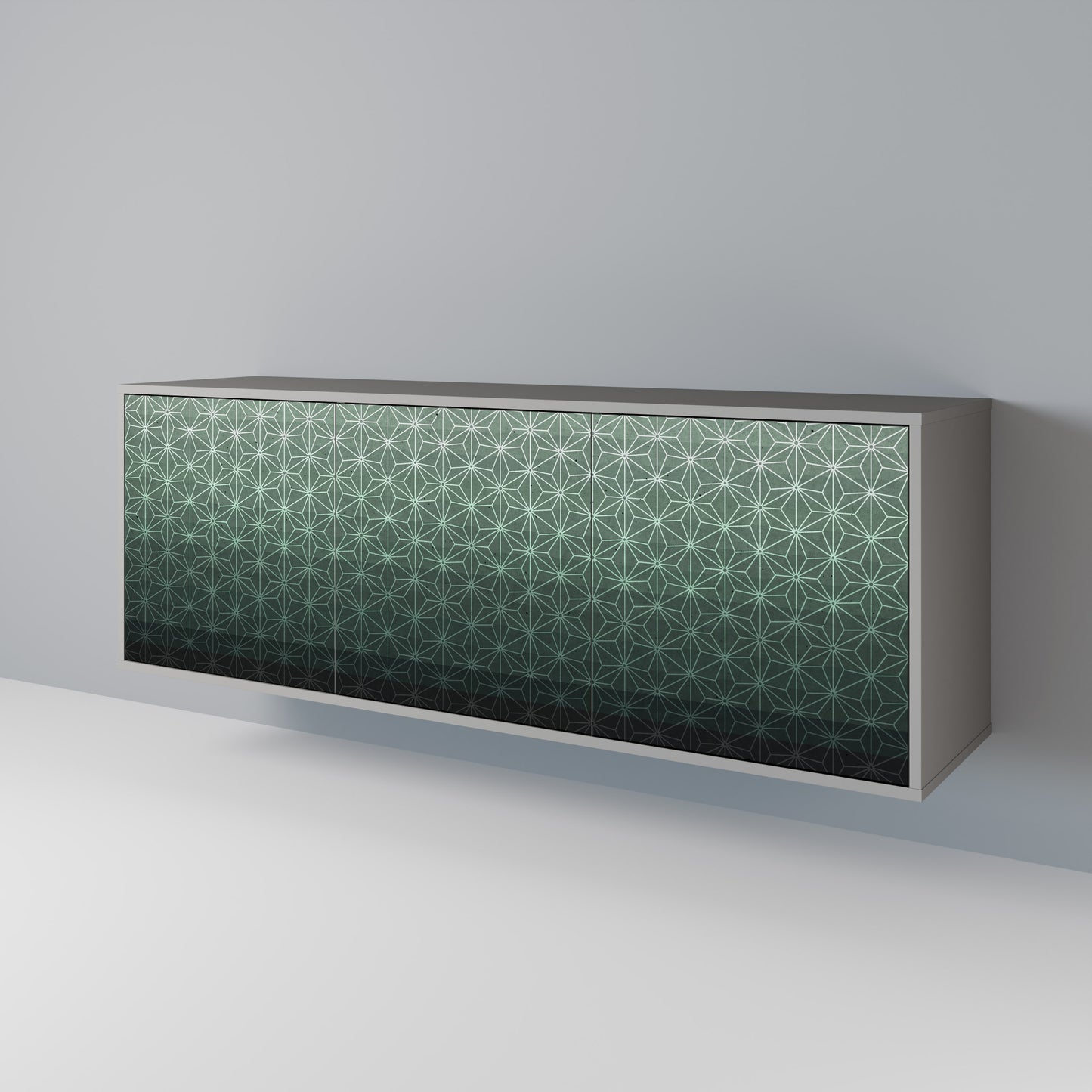 ORNAMENTAL GLIMMER 3-Door Sideboard in Grey Finish