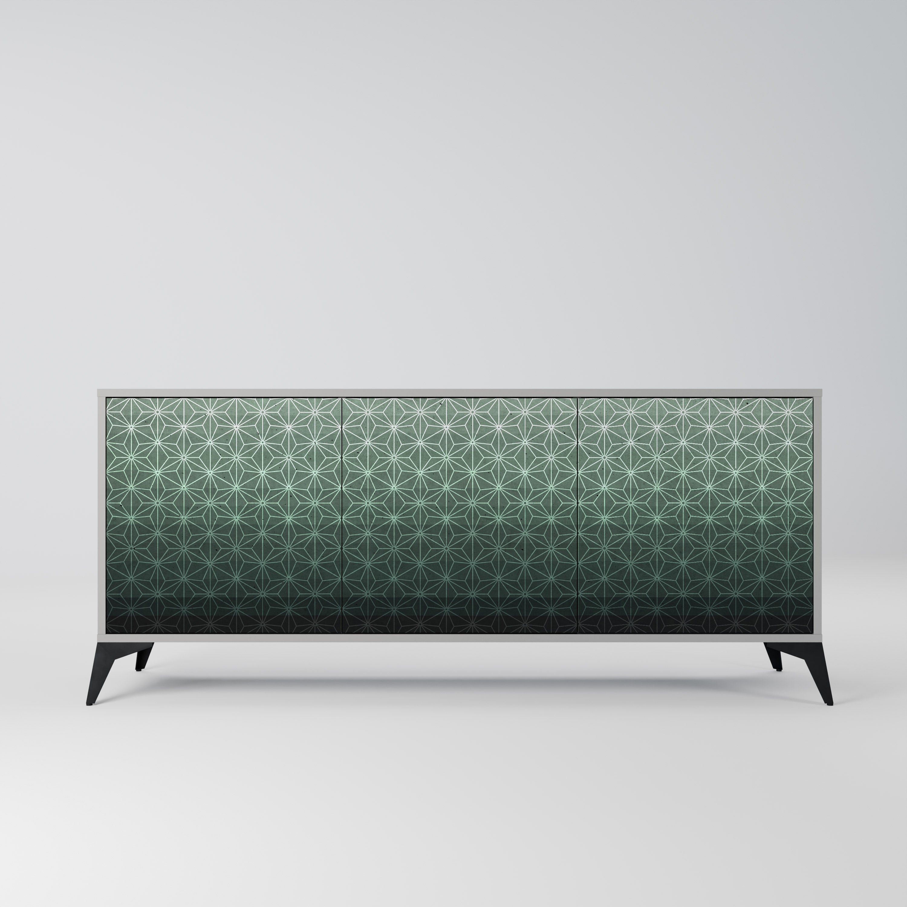 ORNAMENTAL GLIMMER 3-Door Sideboard in Grey Finish