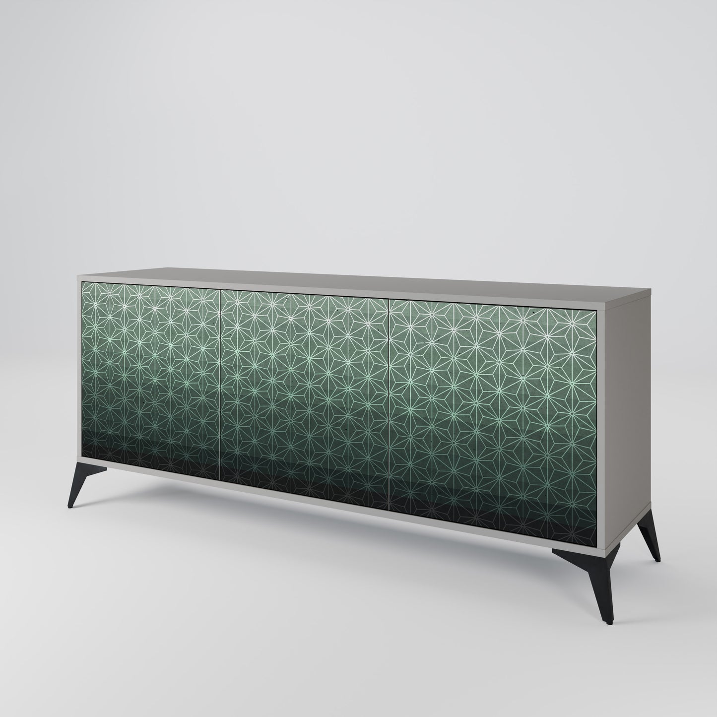 ORNAMENTAL GLIMMER 3-Door Sideboard in Grey Finish