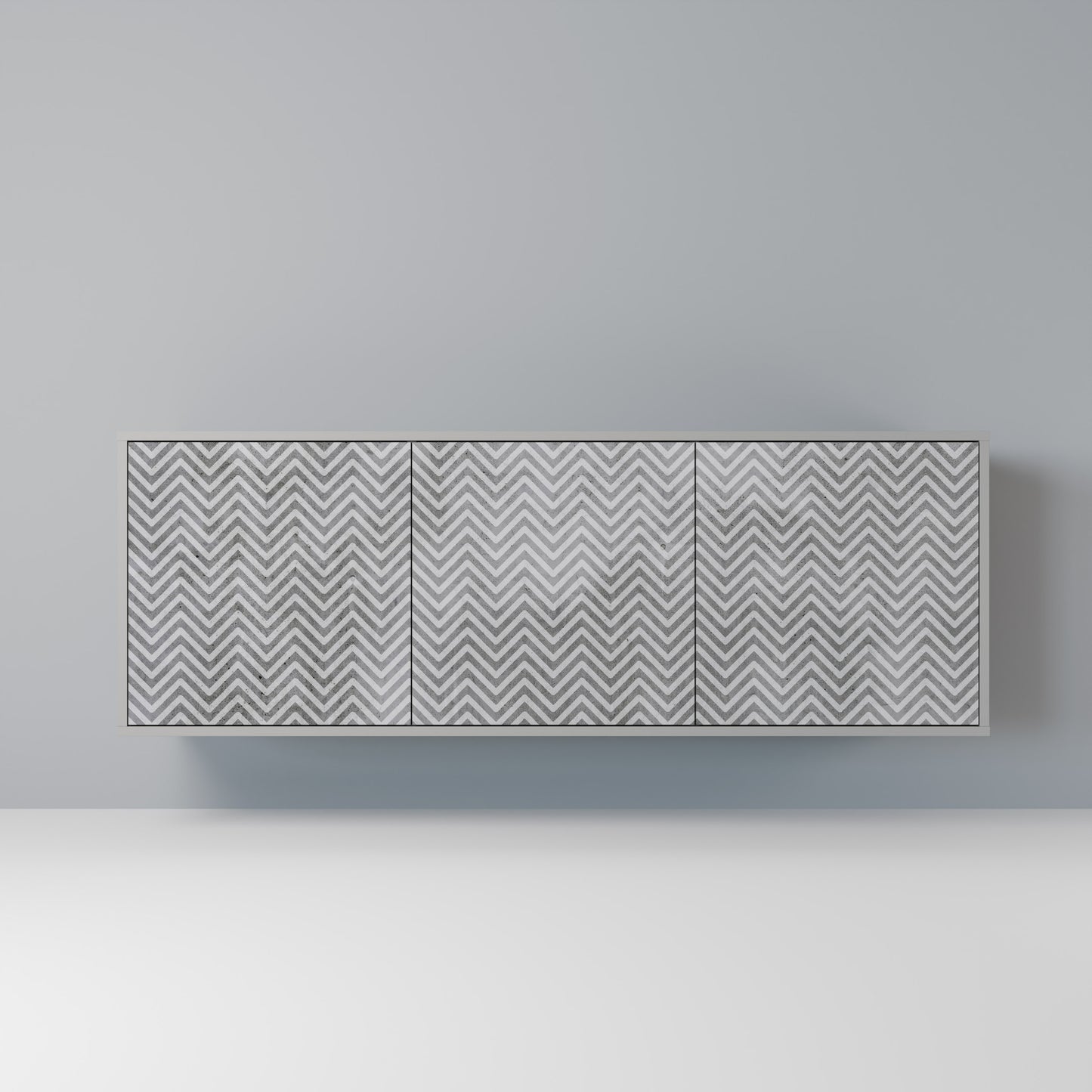 CONCRETE ZIG ZAG 3-Door Sideboard in Grey Finish