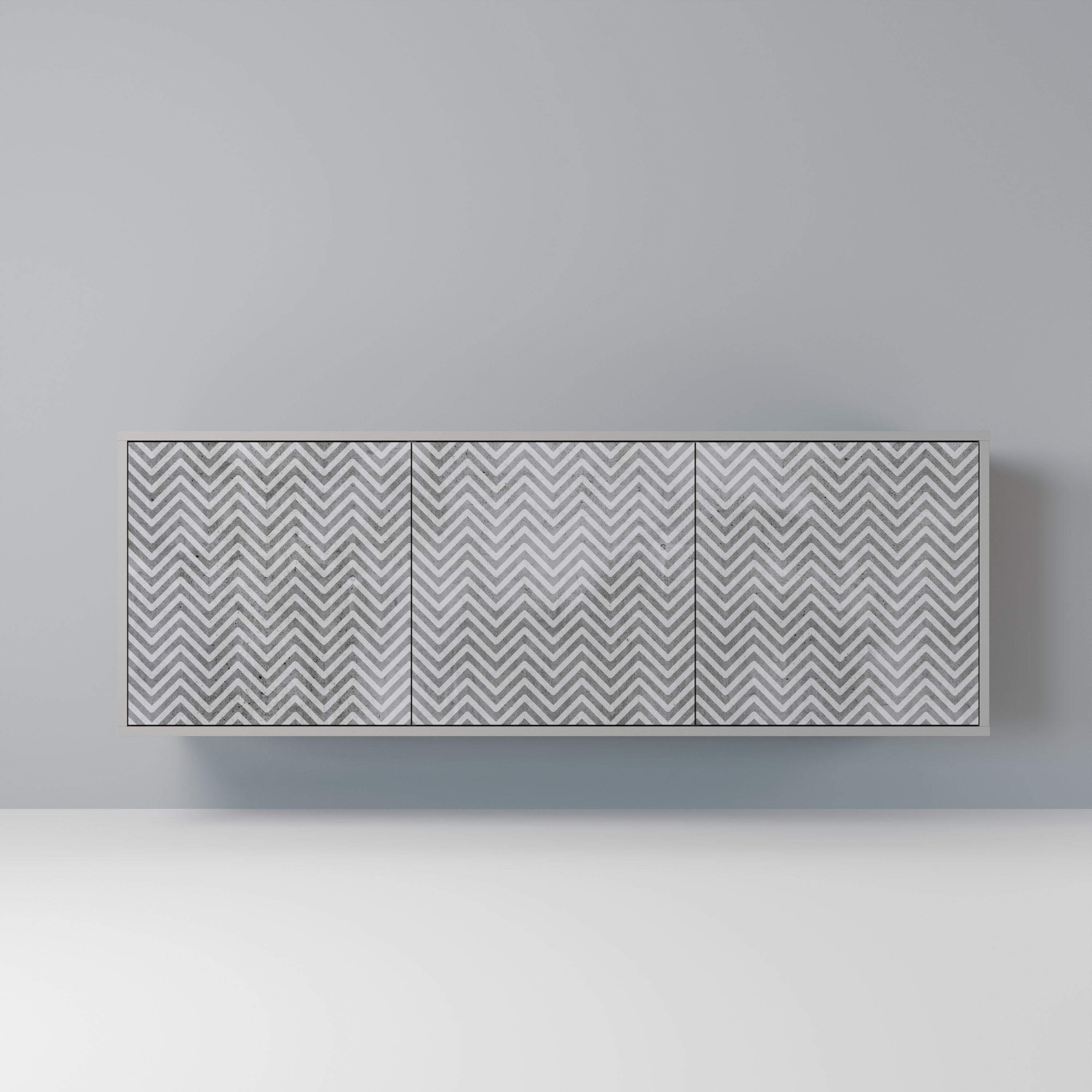CONCRETE ZIG ZAG 3-Door Sideboard in Grey Finish
