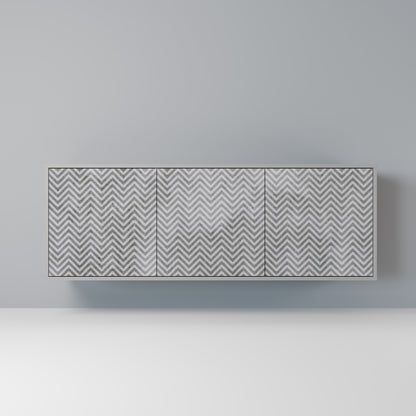 CONCRETE ZIG ZAG 3-Door Sideboard in Grey Finish