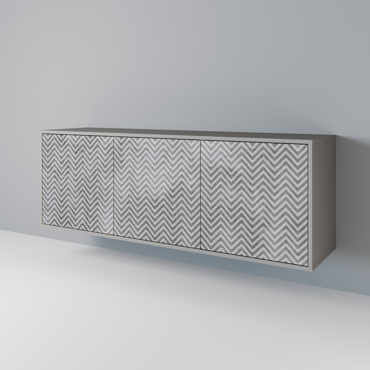 CONCRETE ZIG ZAG Skänk med tre dörrar