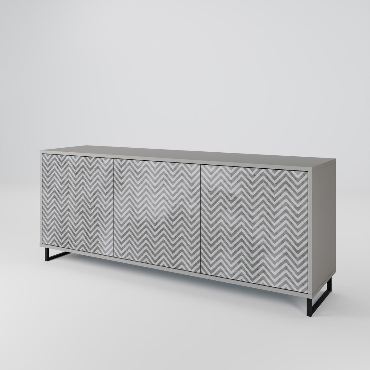 CONCRETE ZIG ZAG Skänk med tre dörrar