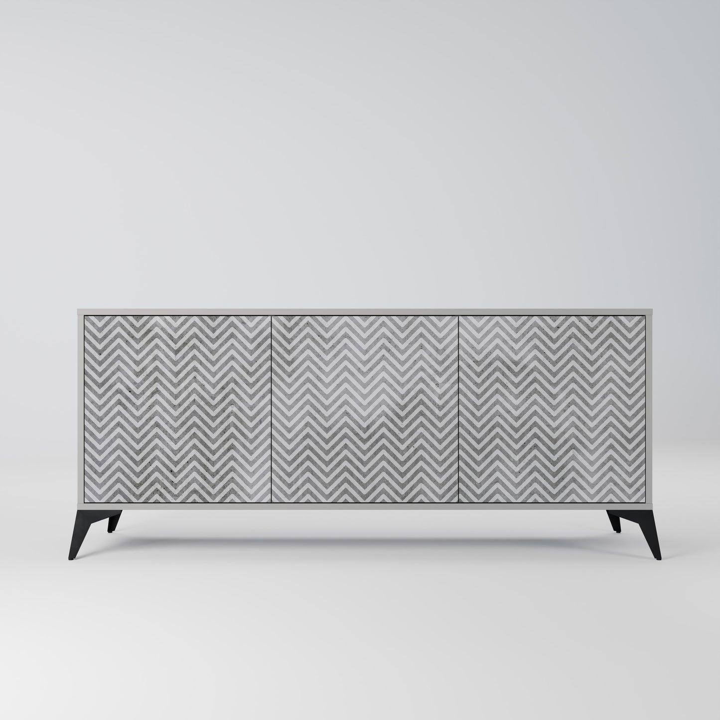 CONCRETE ZIG ZAG 3-Door Sideboard in Grey Finish