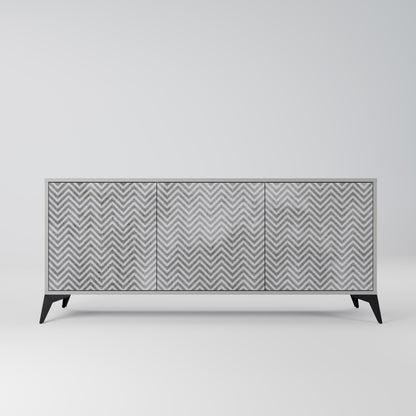 CONCRETE ZIG ZAG 3-Door Sideboard in Grey Finish